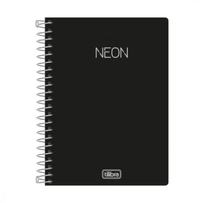 Caderno Espiral 1/4 C/D Capa Neon Preto 96FLS