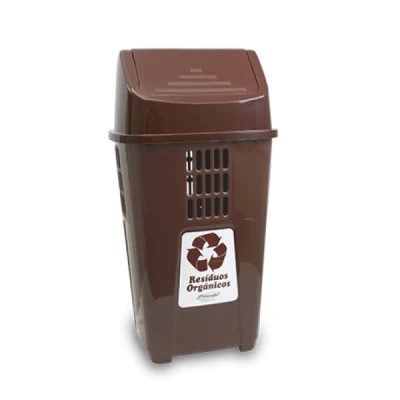 LIXEIRA SELETIVA 50L MARROM PLASVALE
